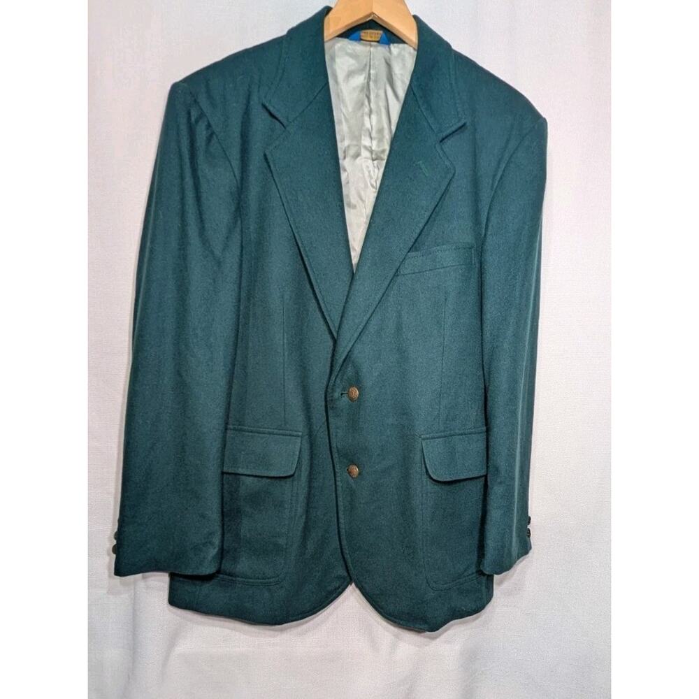Vintage Pendleton Mens‎ Blazer Sz 42 Emerald Green Crested Buttons Wool USA Made